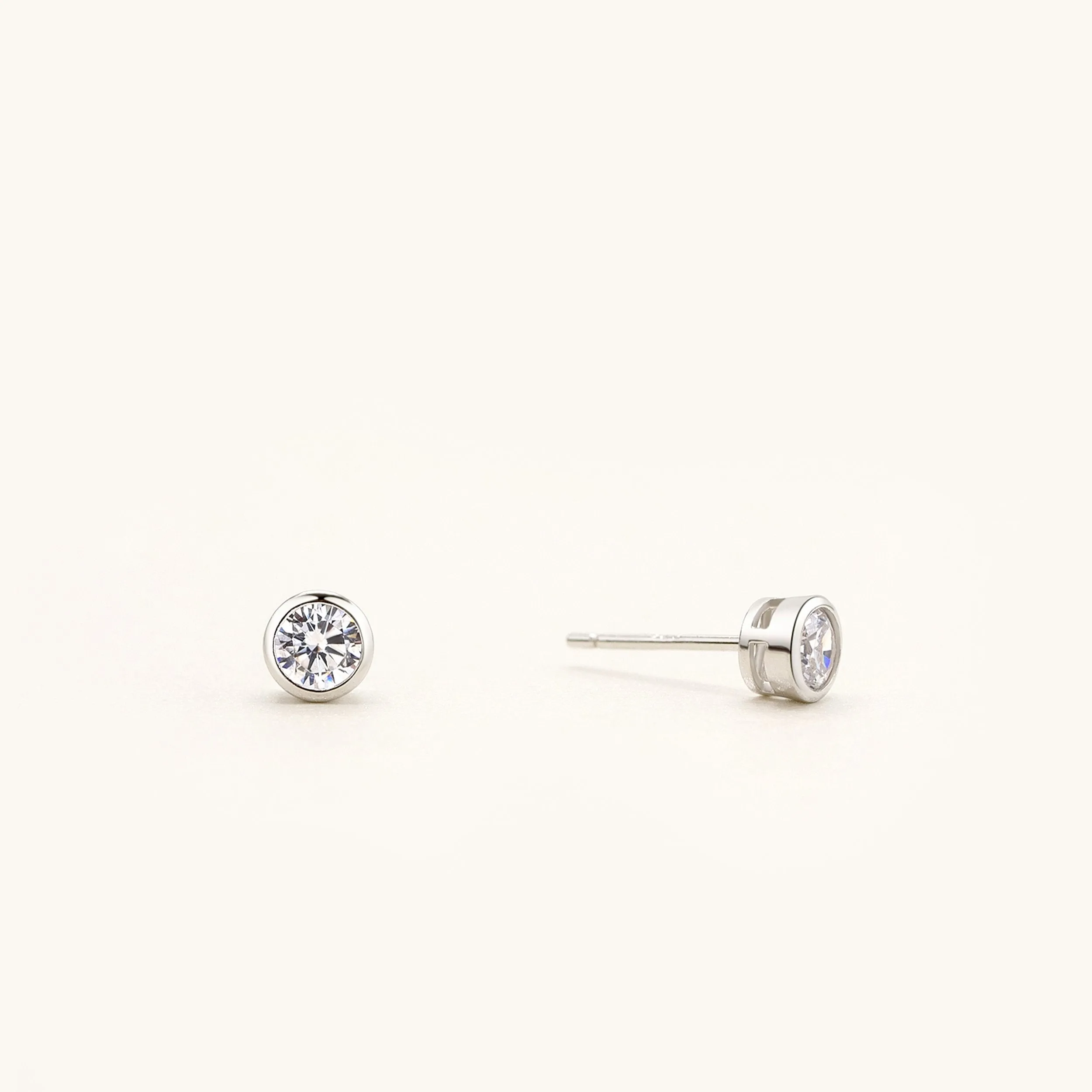 Bezel Stud Earrings