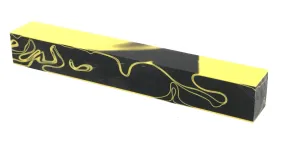 Black & Yellow Swirls (Yellow Jacket) - Acrylic Kirinite Pen Blank