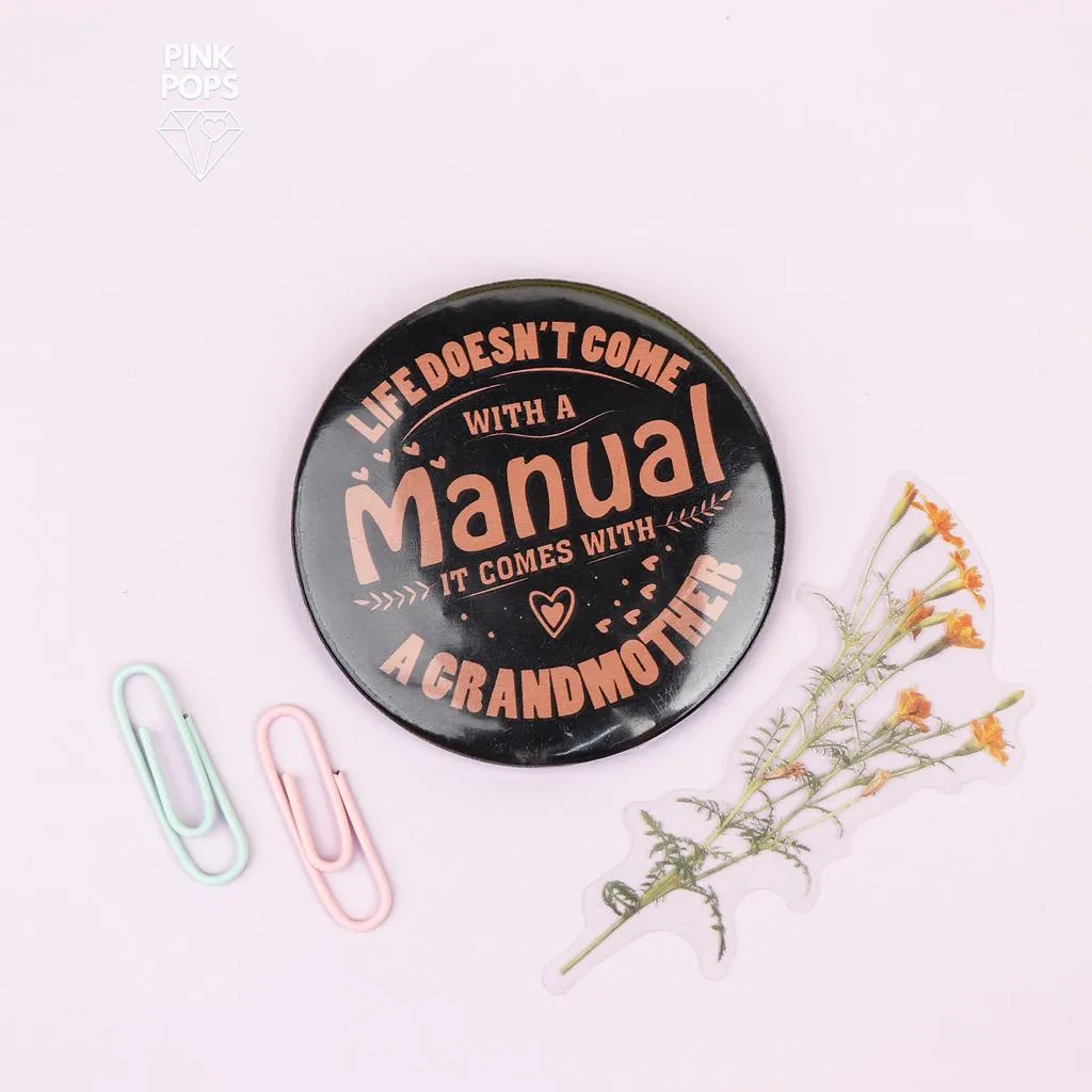 Black Written Quotes Acrylic Pin