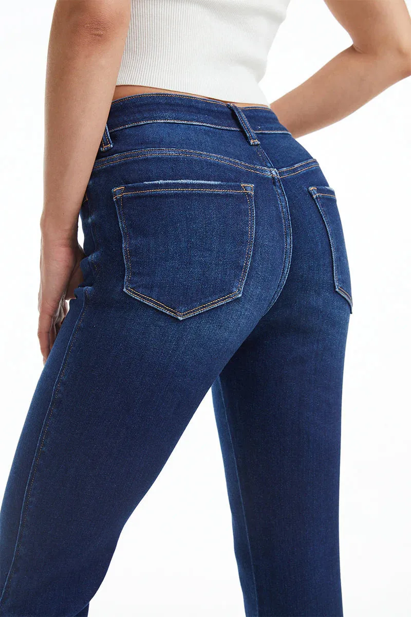 BYF1037 HR Flare w/Slit Jean - Indigo Rock
