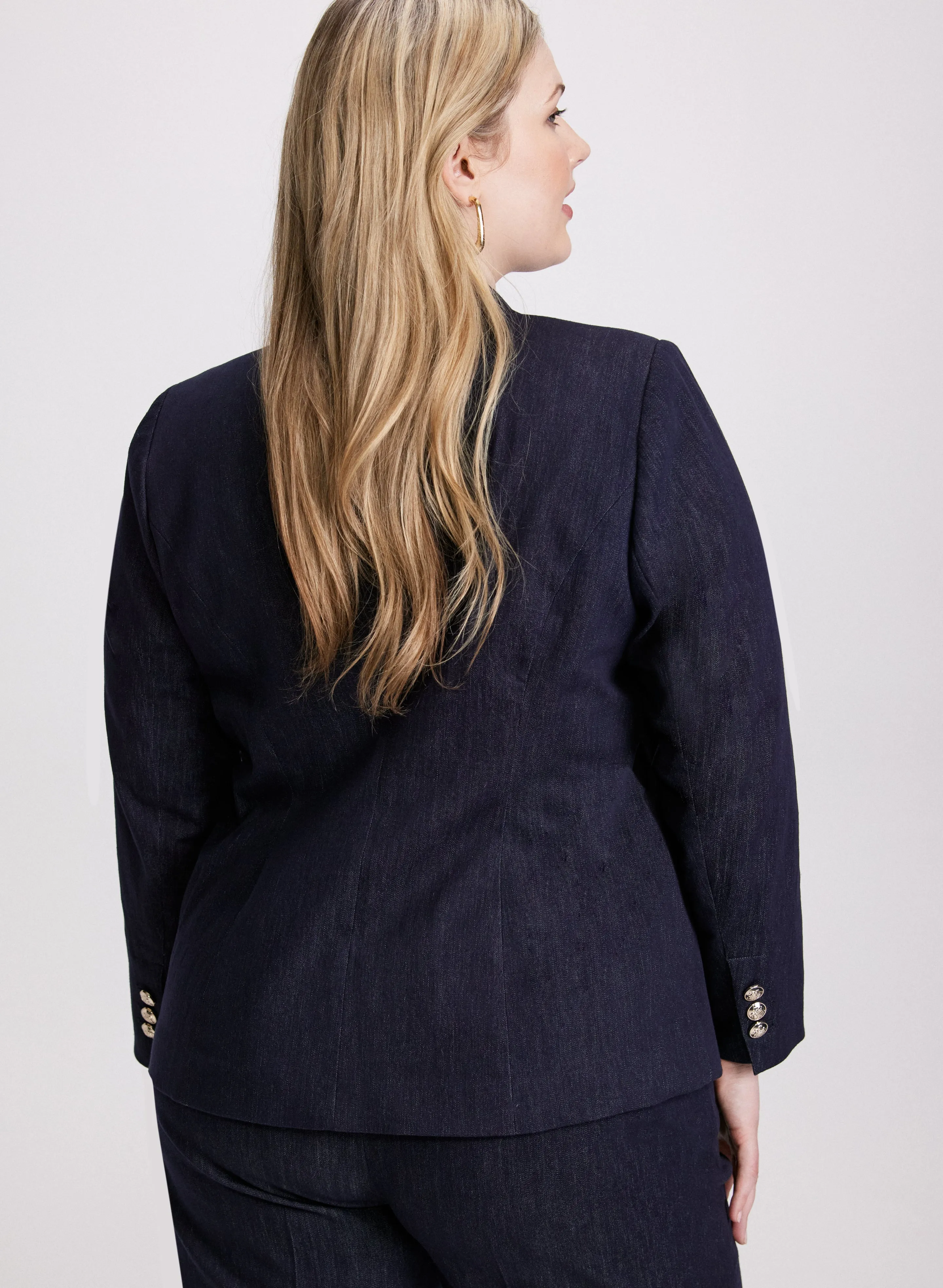 Decorative Flap Denim Blazer