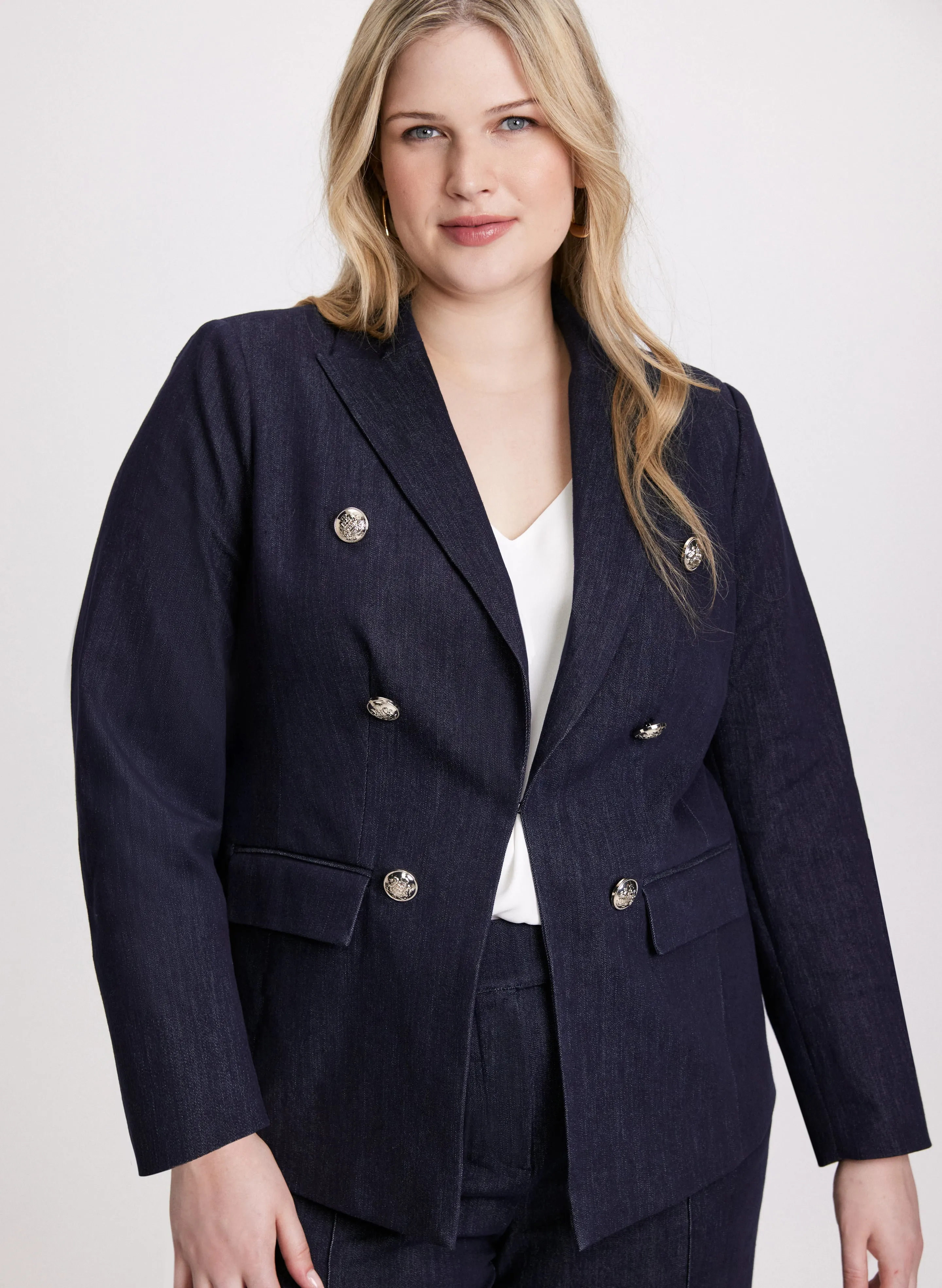 Decorative Flap Denim Blazer