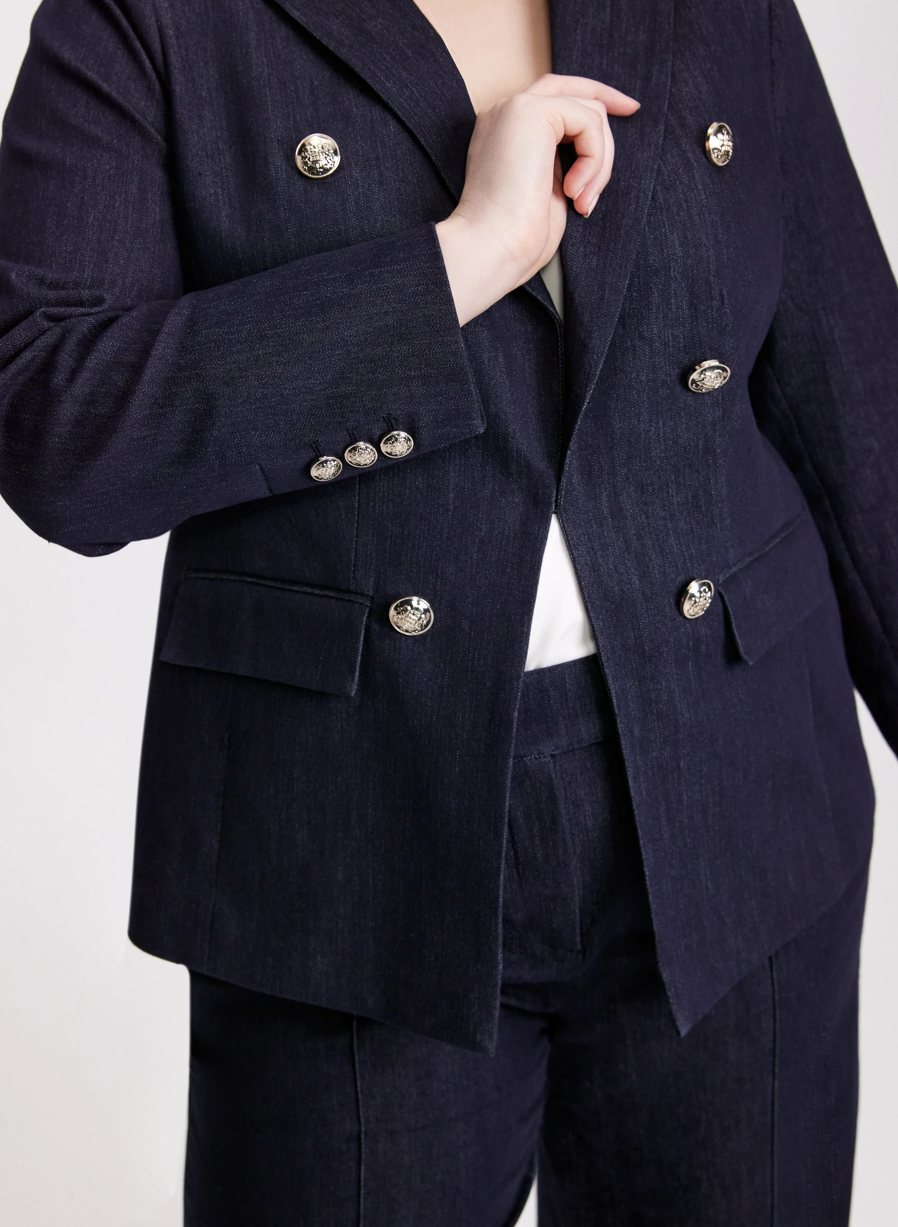 Decorative Flap Denim Blazer