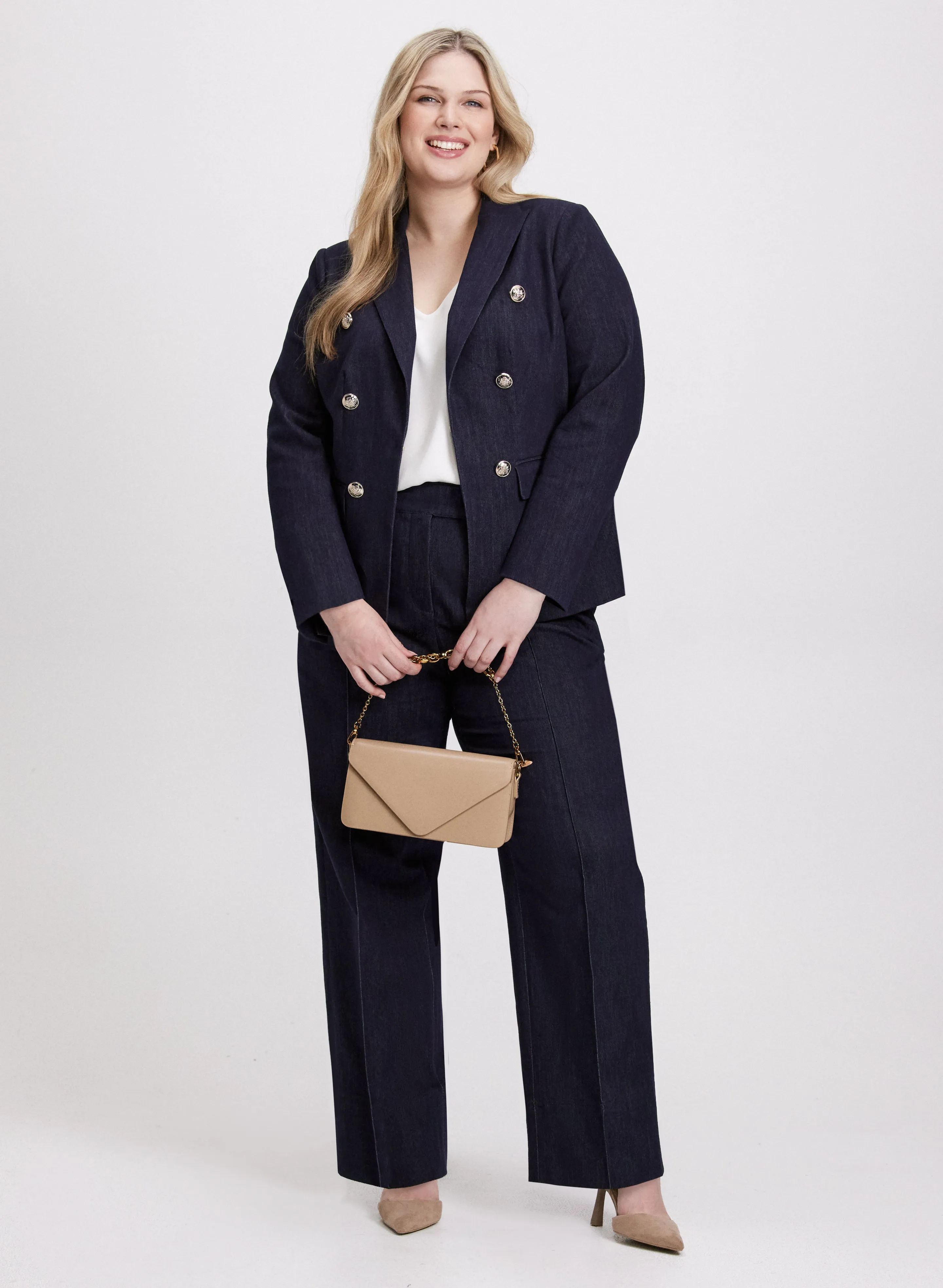 Decorative Flap Denim Blazer