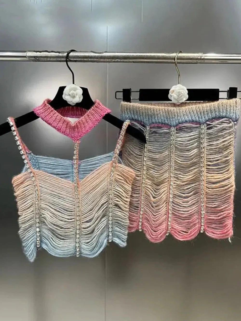 Gradient Woven Skirt Set