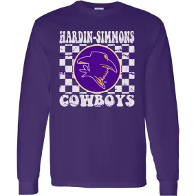 Hardin Simmons University Cowboys - Checkered Long Sleeve T-Shirt
