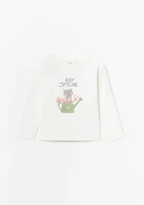 Long Sleeve Cat Tshirt - Ecru
