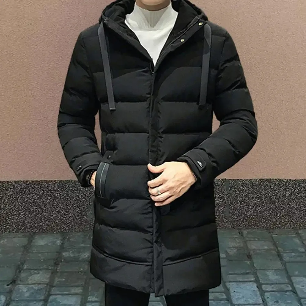 Men's Luxurious Long Puffer Jacket with Hood and Pockets | Ideal for Autumn/Winter