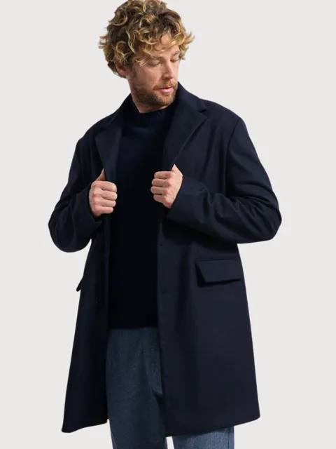Men's Recycled Wool Coat Gilberto Blue | Rifò