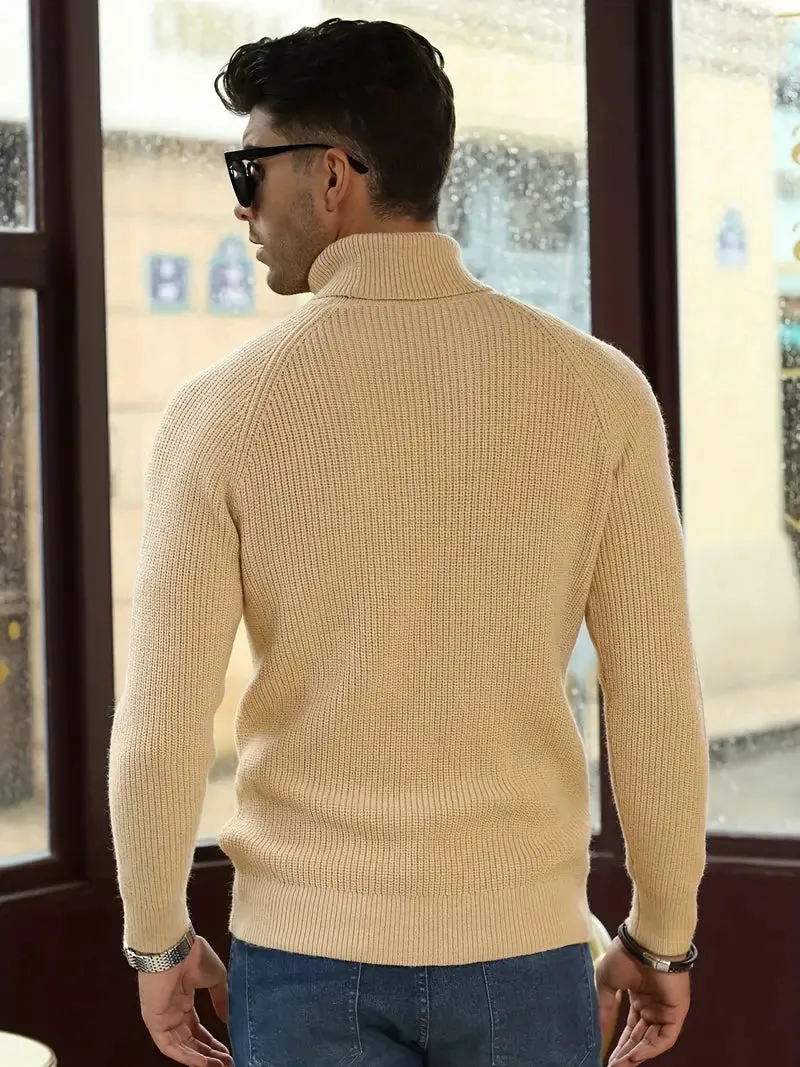 Men's Slim Fit Turtleneck Cable Knit Jumper | Ideal for Autumn/Winter