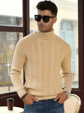 Men's Slim Fit Turtleneck Cable Knit Jumper | Ideal for Autumn/Winter