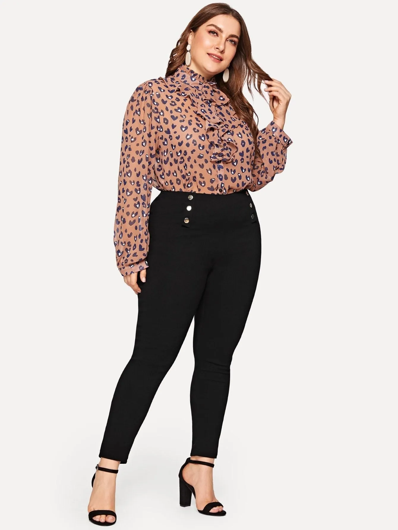 Plus Button Detail Skinny Jeans