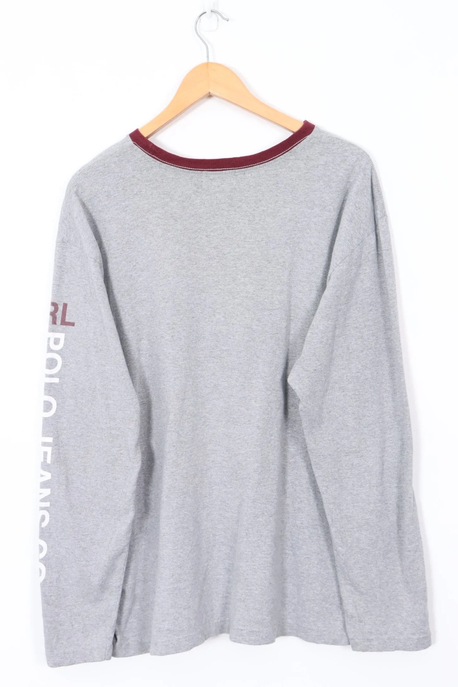 POLO JEANS Ralph Lauren Sleeve Spell Out Long Sleeve T-Shirt USA Made (L)