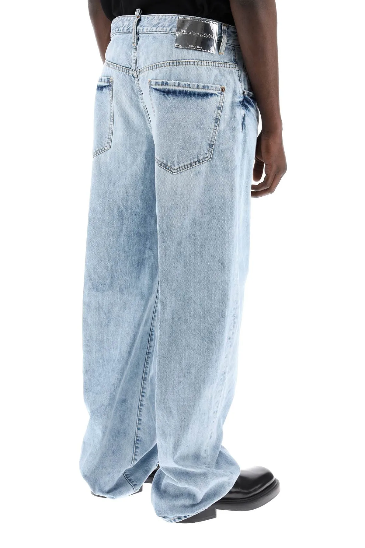"oversized jeans with destroyed