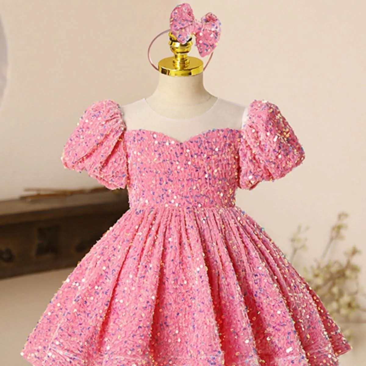 Sparkly puff sleeve princess dress