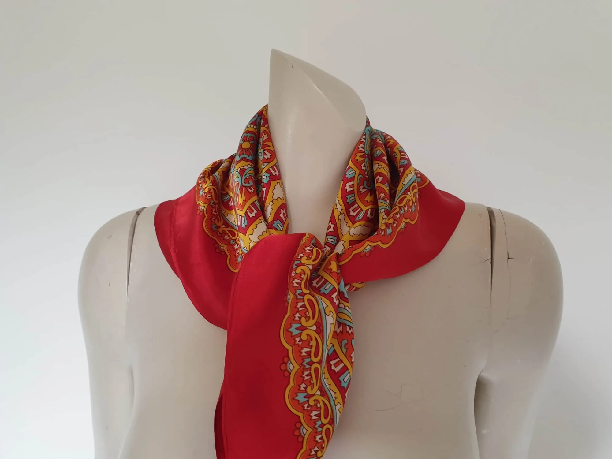 Square Red Satin Scarf