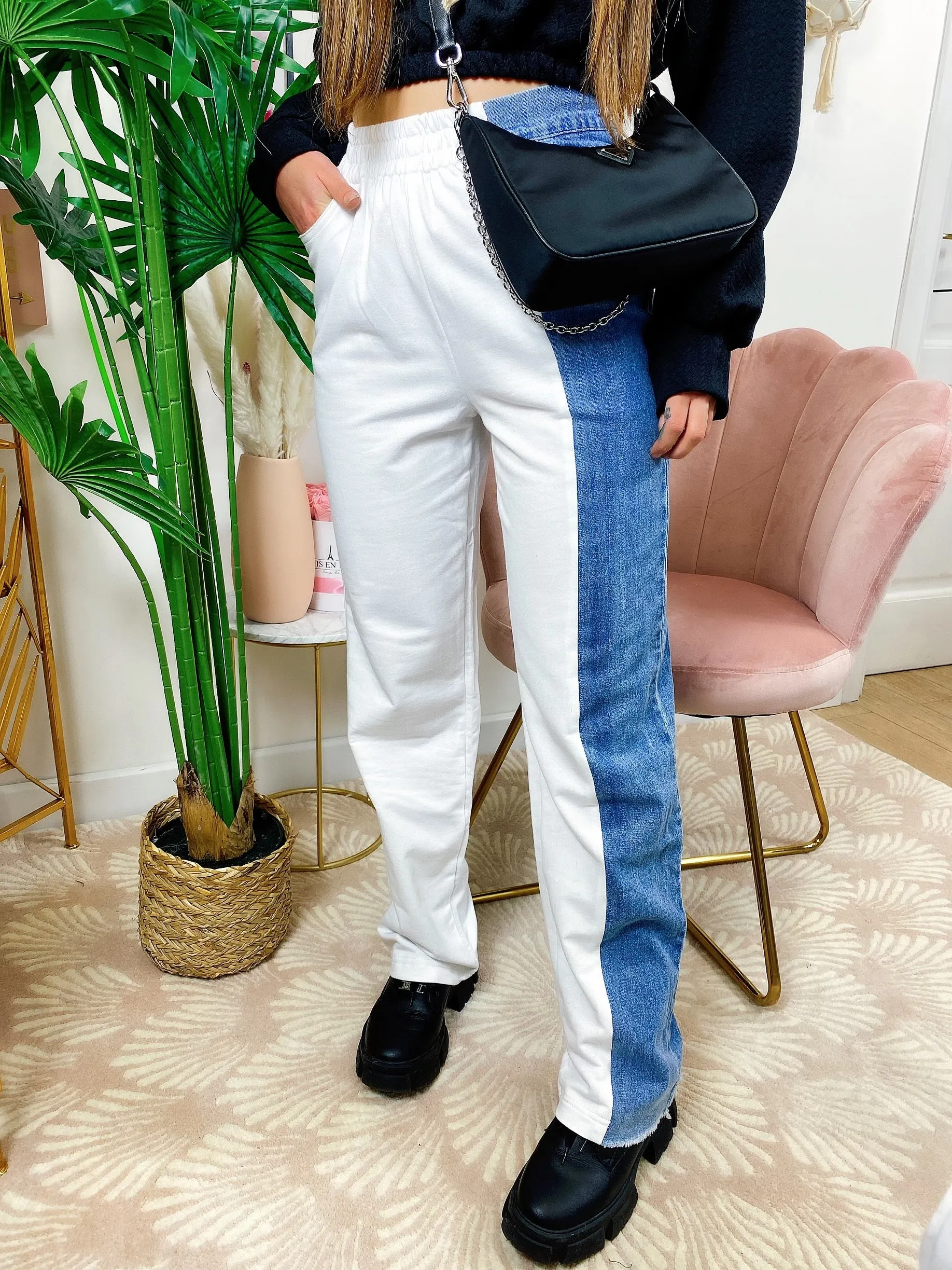 Tuta a jeans bicolor