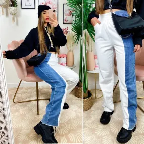 Tuta a jeans bicolor