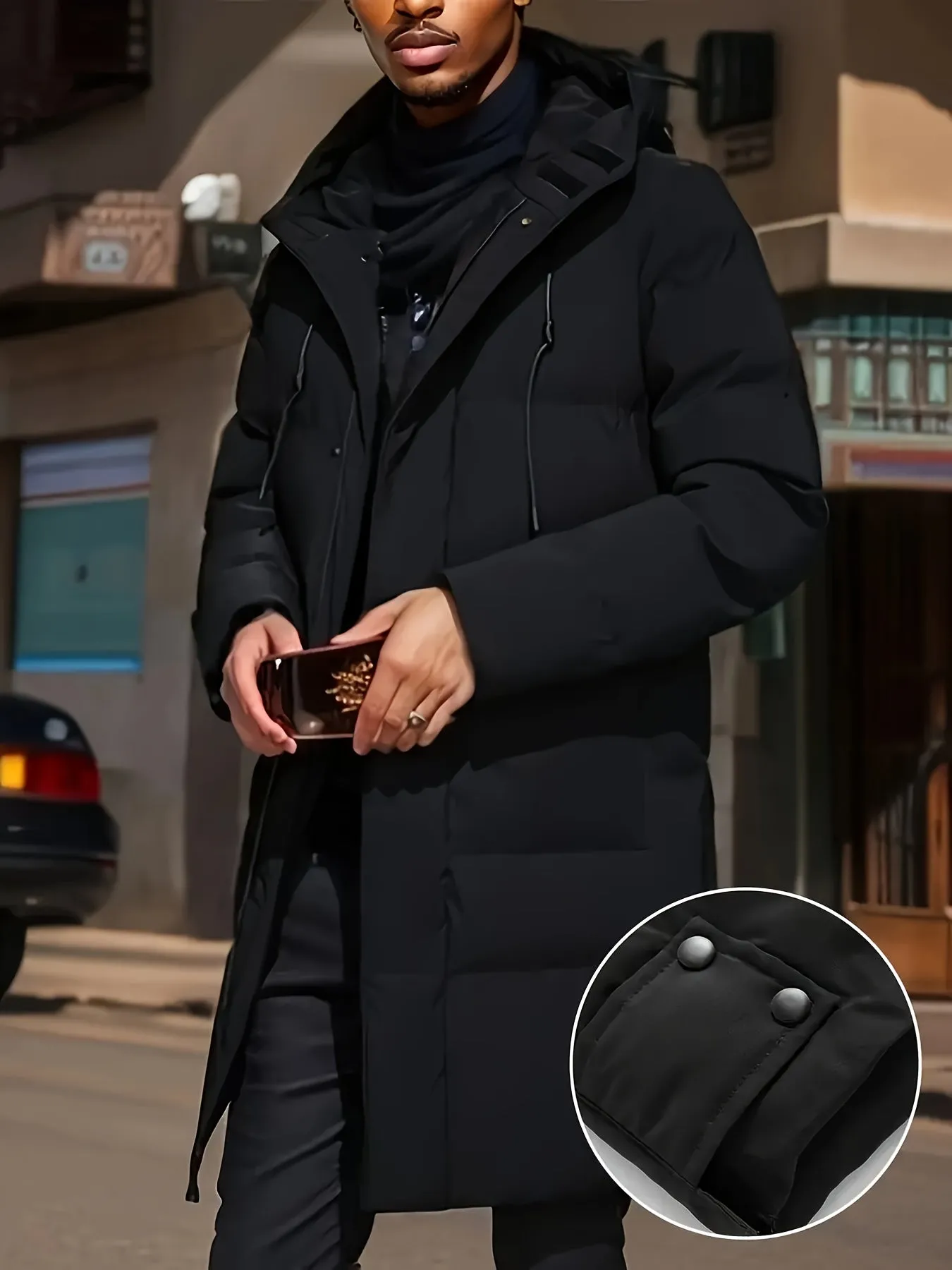 Warm Solid Color Long Stand Collar Puffer Winter Jacket for Men | Ideal for Winter