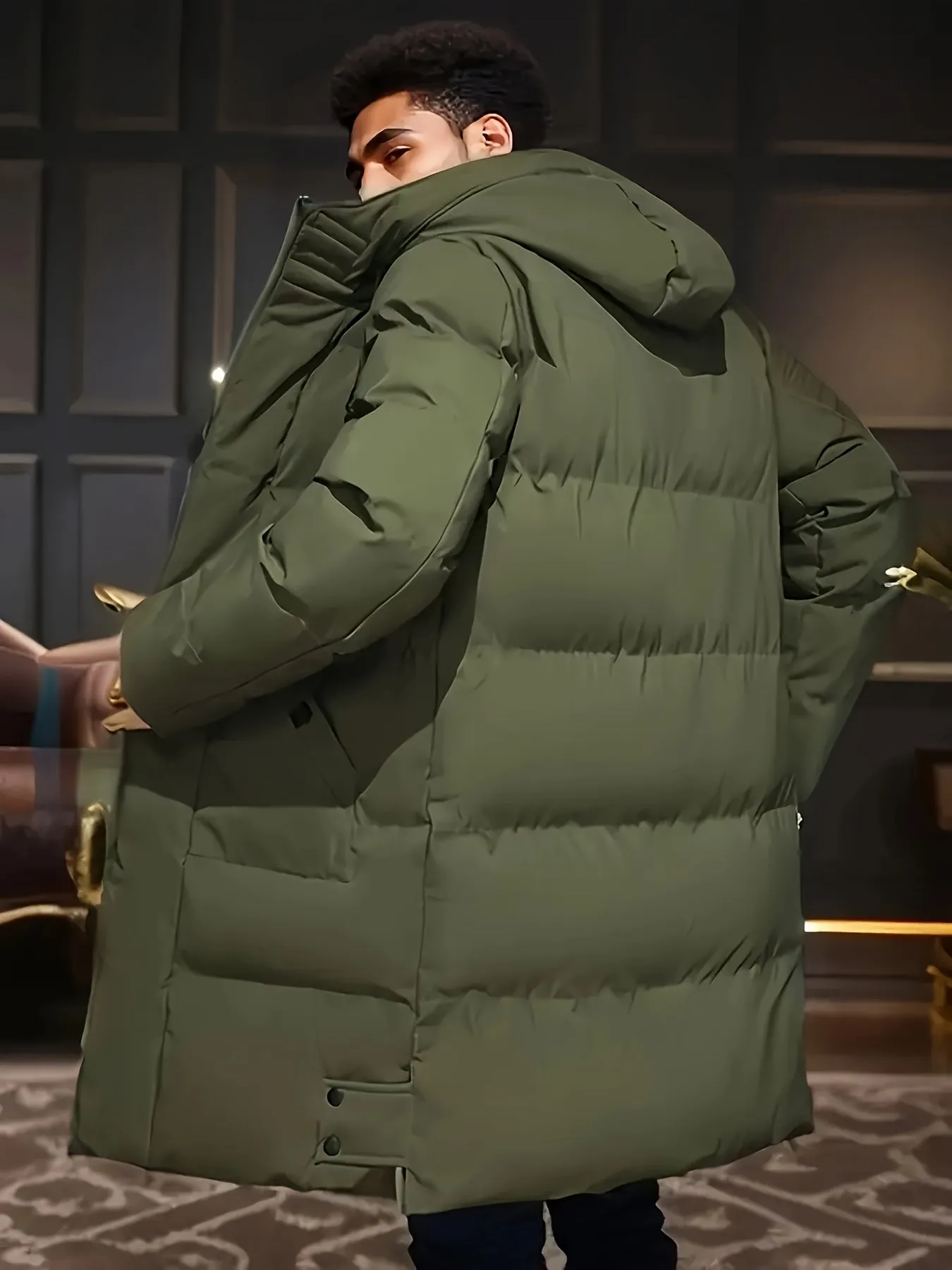 Warm Solid Color Long Stand Collar Puffer Winter Jacket for Men | Ideal for Winter