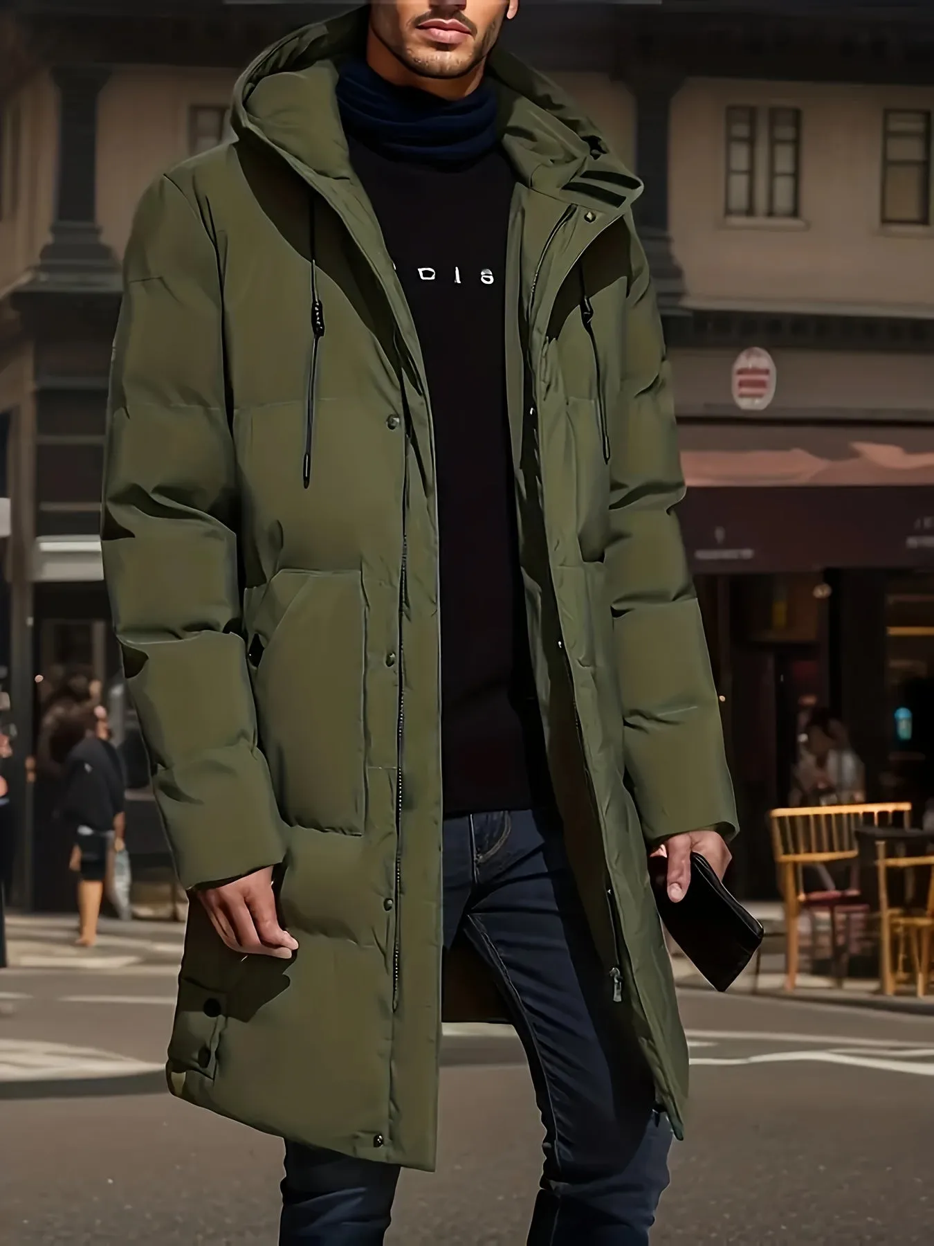 Warm Solid Color Long Stand Collar Puffer Winter Jacket for Men | Ideal for Winter