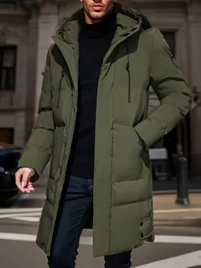 Warm Solid Color Long Stand Collar Puffer Winter Jacket for Men | Ideal for Winter