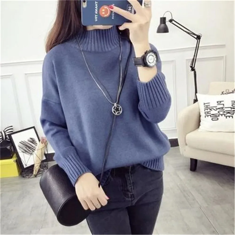 Women's Warm Turtleneck Jumper with Ribbed Sleeves | Ideal for Autumn/Winter