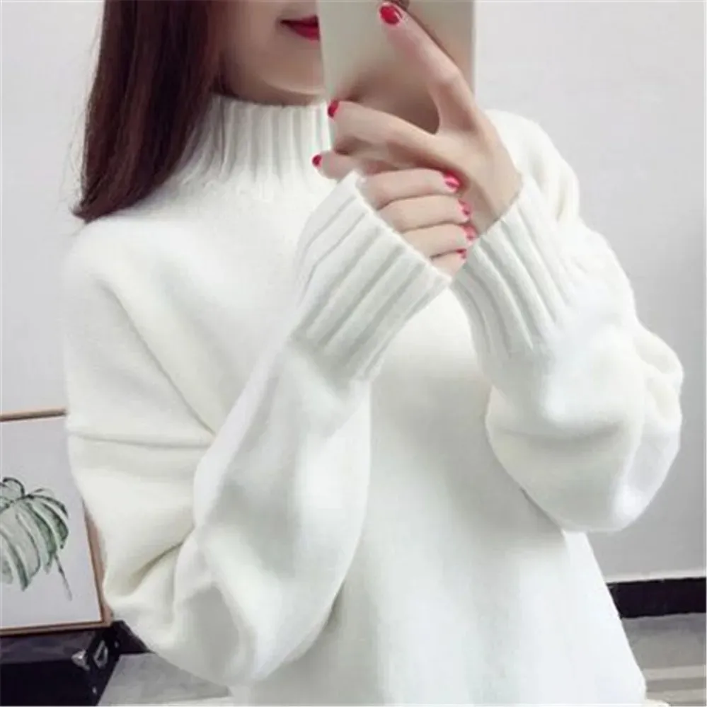 Women's Warm Turtleneck Jumper with Ribbed Sleeves | Ideal for Autumn/Winter